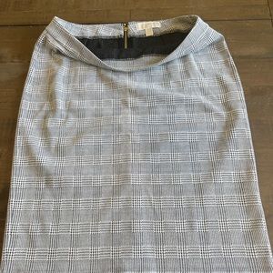 Michael Kors plaid black and white pencil skirt sz L